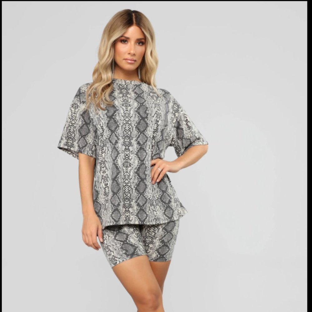 Snakeskin Biker Short Set